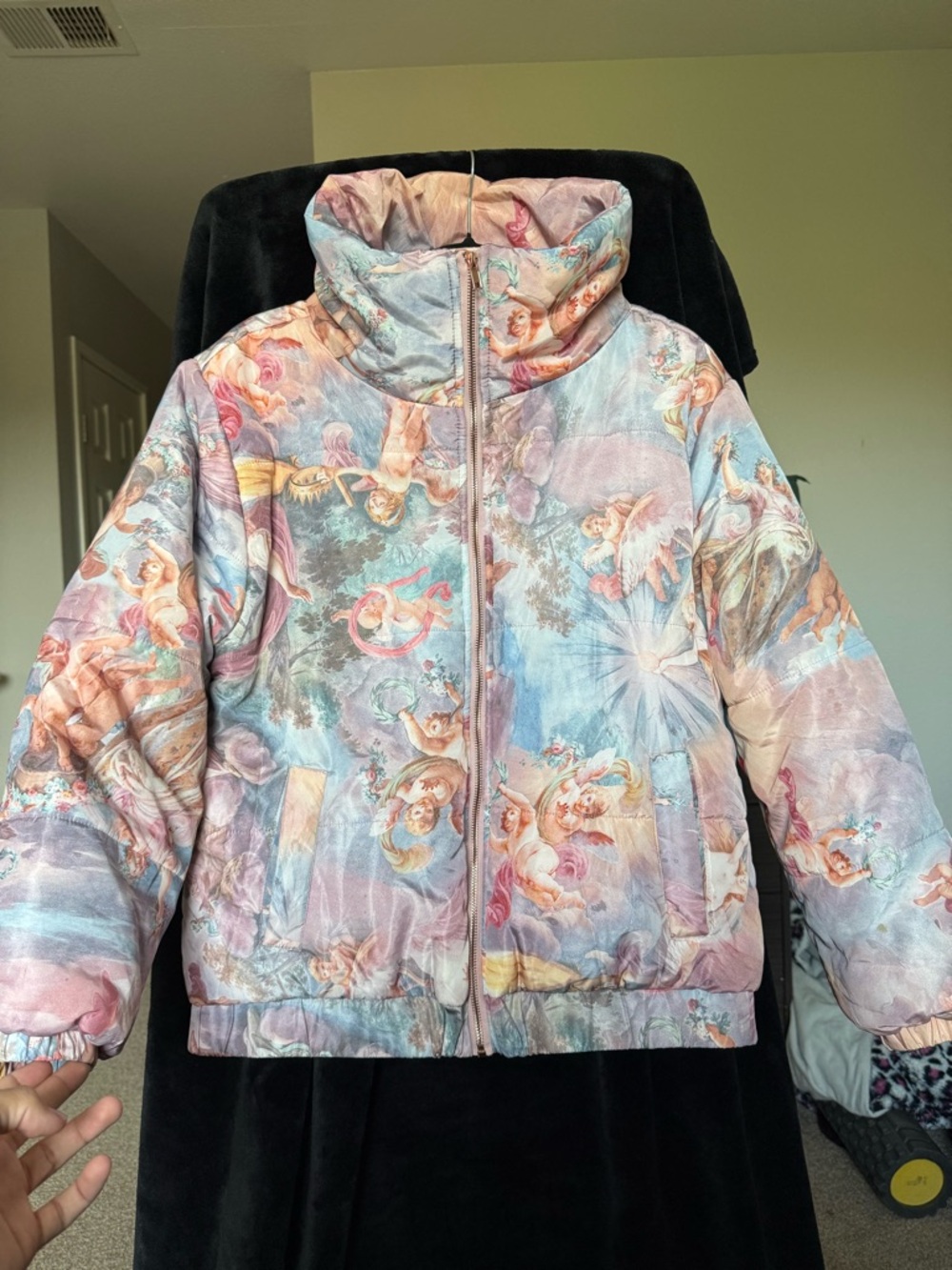 Angel Cherub Puffer Jacket Renaissance Print Streetwear